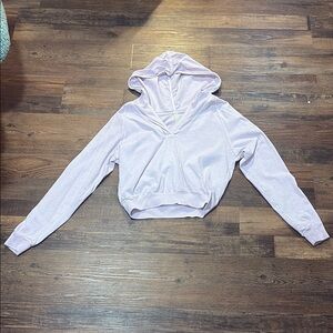 We The Free Light Pink Cropped Relaxed Long Sleeve Hoodie